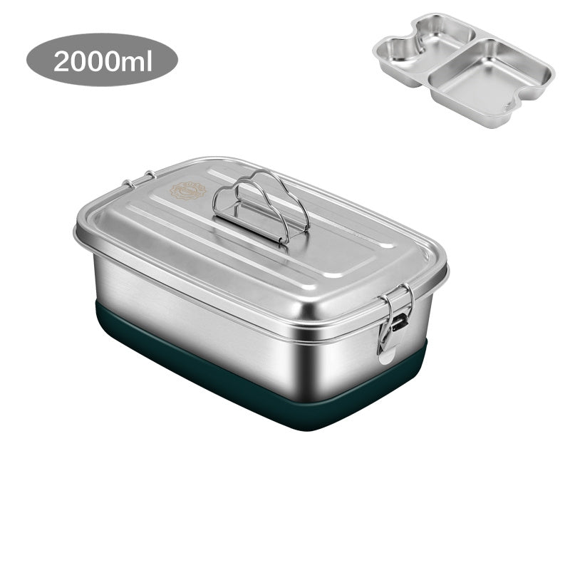 Large Capacity Stainless Steel Lunch Box 2000ml Double Layer Bento Box