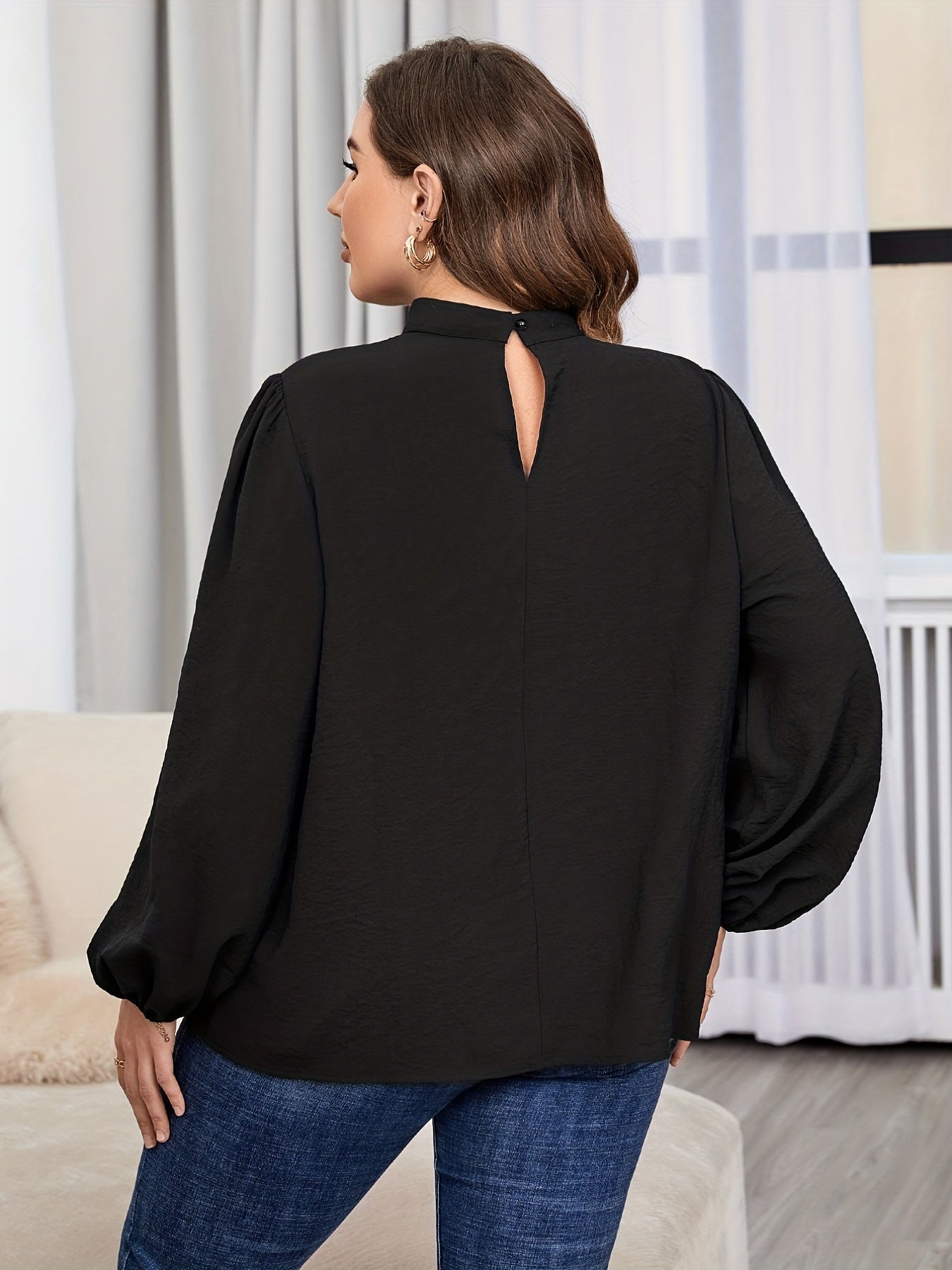  High Neck Lace Blouse for Women