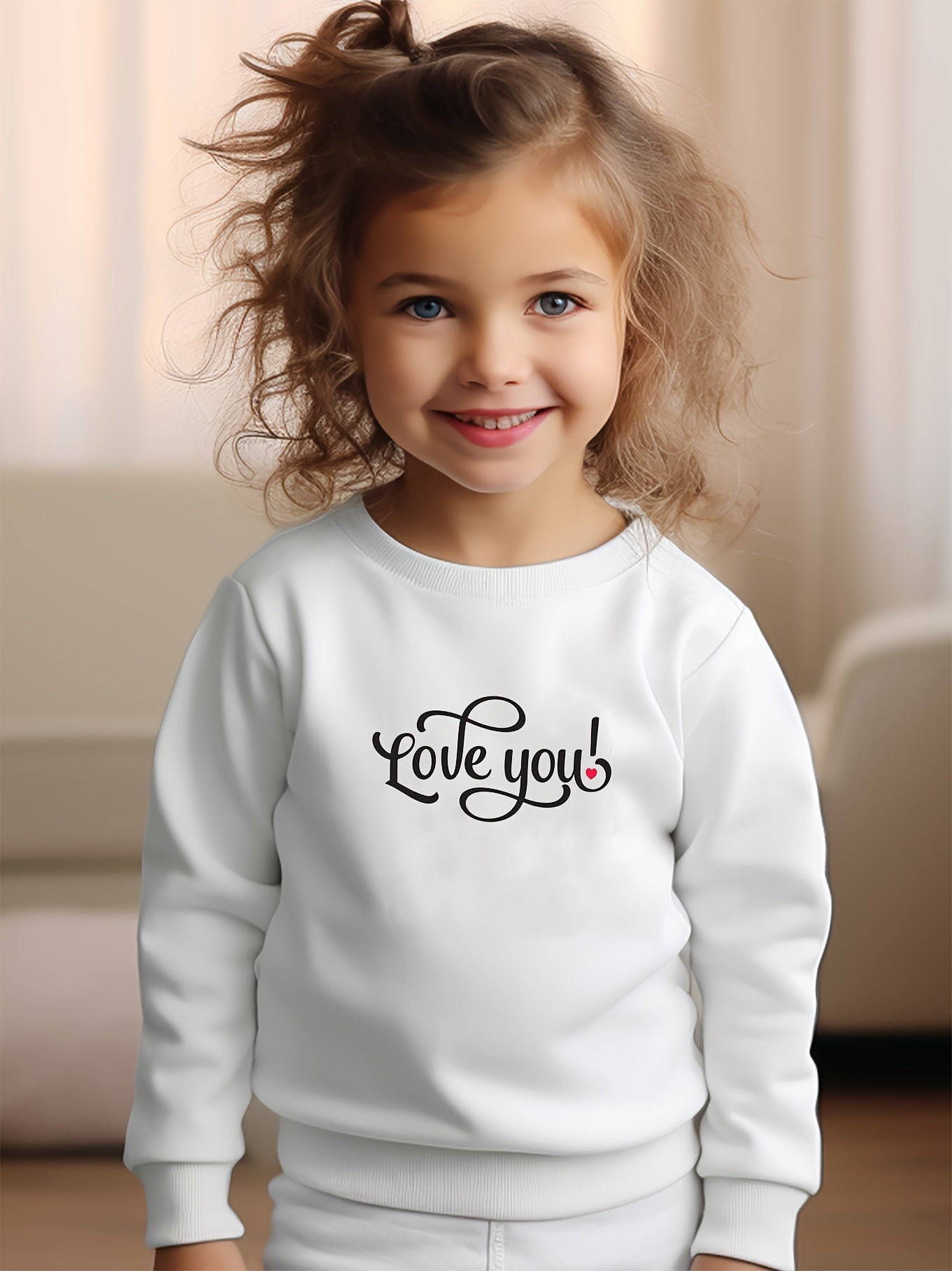 Girls Love You Pattern Crew Neck Sweatshirt