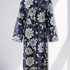 Floral Print Lounge Dress V Neck Long Sleeve Women's Loungewear