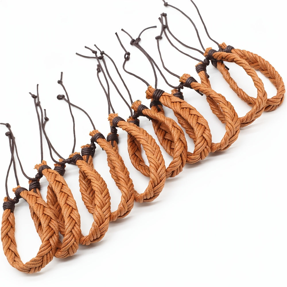 Vintage Brown Rope Woven Men Bracelets For Women Homme Gift Jewelry