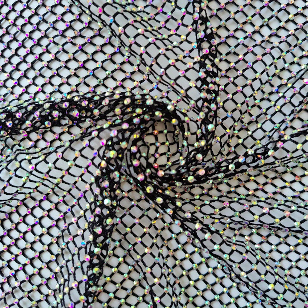 SS10 Crystal AB Rhinestones Mesh Fabric Strass For Dresses 30X30cm