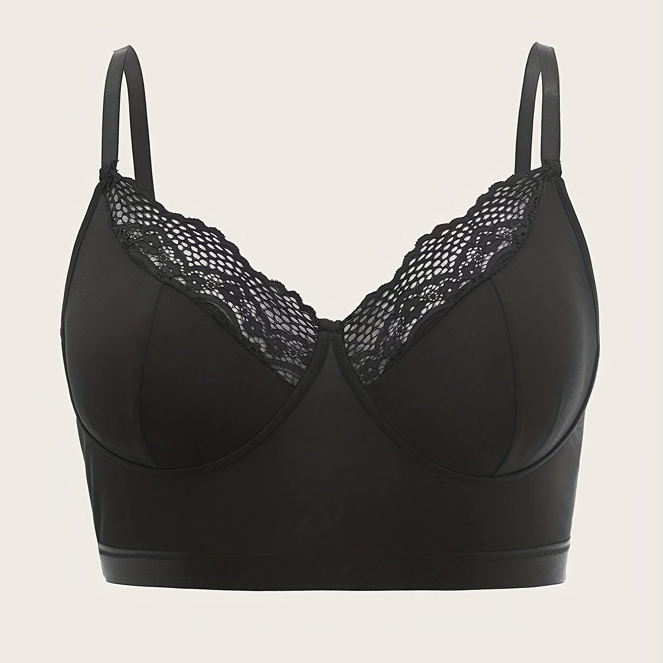  Sexy Bra Women's Plus Contrast Lace Trim Longline Bra