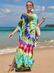  Tie Dye V Neck Cover Up Dress