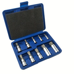 10pcs Triple Square Spline Bit Sockets Set Anti Rust Ratchets Wrench Hand Tools