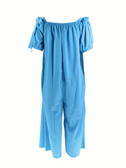 Off Shoulder Wide Leg Jumpsuit Casual Loose Solid Jumpsuit