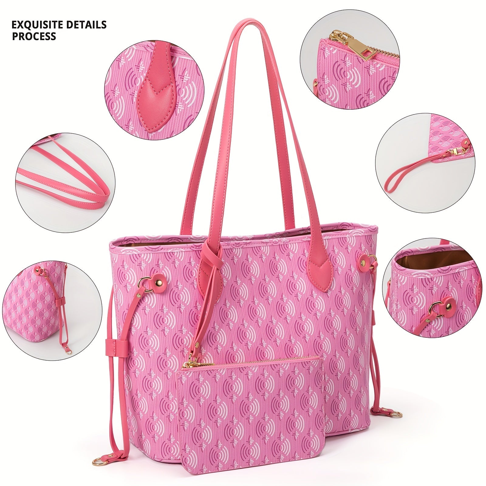 Vintage Geometric Print Tote Bag Retro Shoulder Bag & Purse