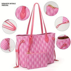 Vintage Geometric Print Tote Bag Retro Shoulder Bag & Purse