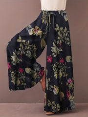 Women's Floral Print Wide Leg Pants
