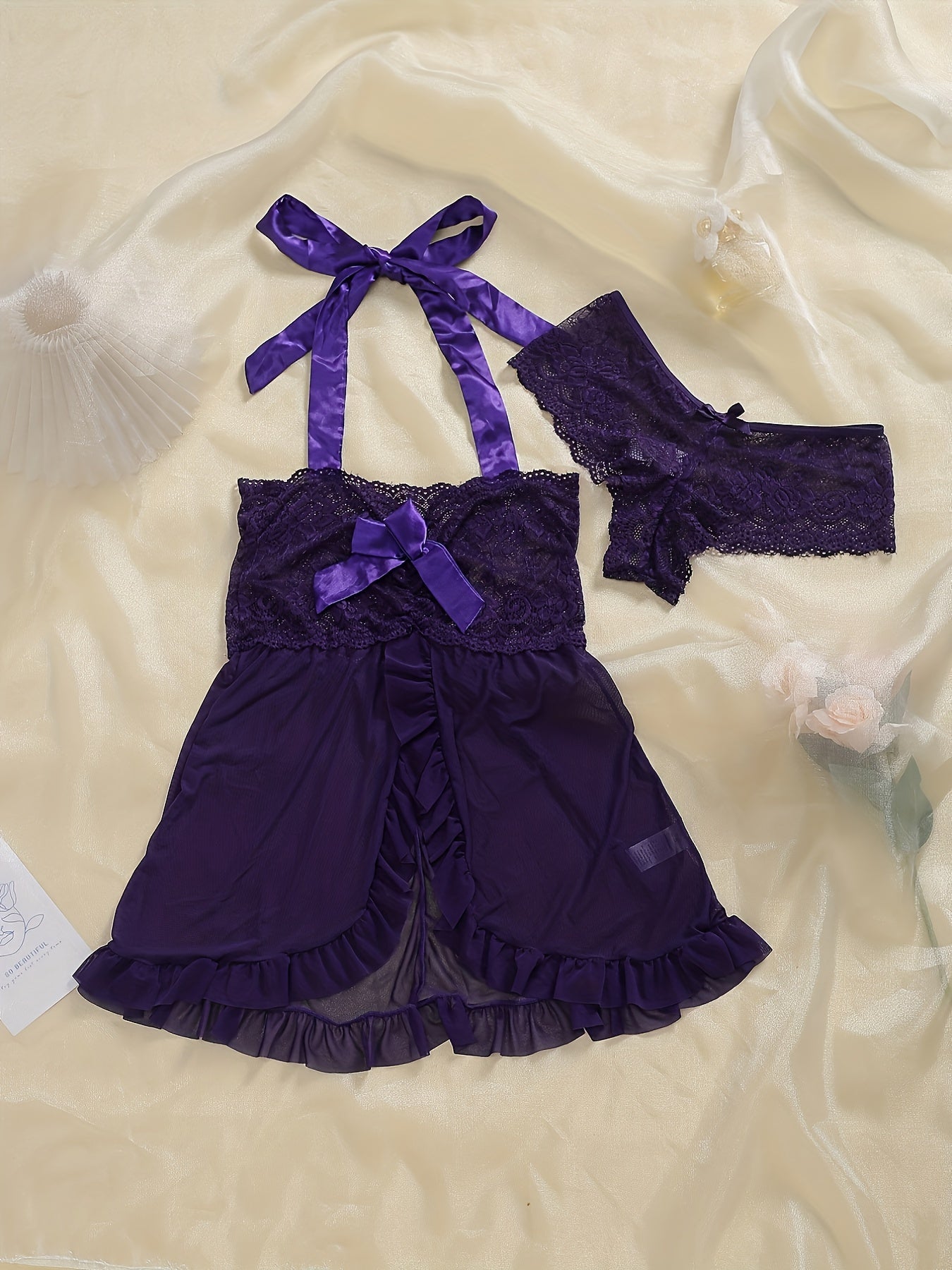  Lace Halter Dress & Panty Set