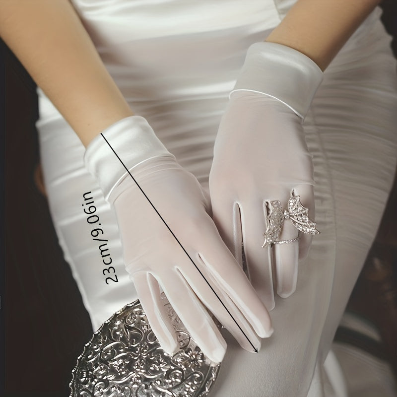 Satin Wedding Gloves Short Wrist Evening Party