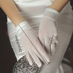 Satin Wedding Gloves Short Wrist Evening Party