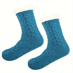 Plush Lined Knitted Socks Women's Stockings