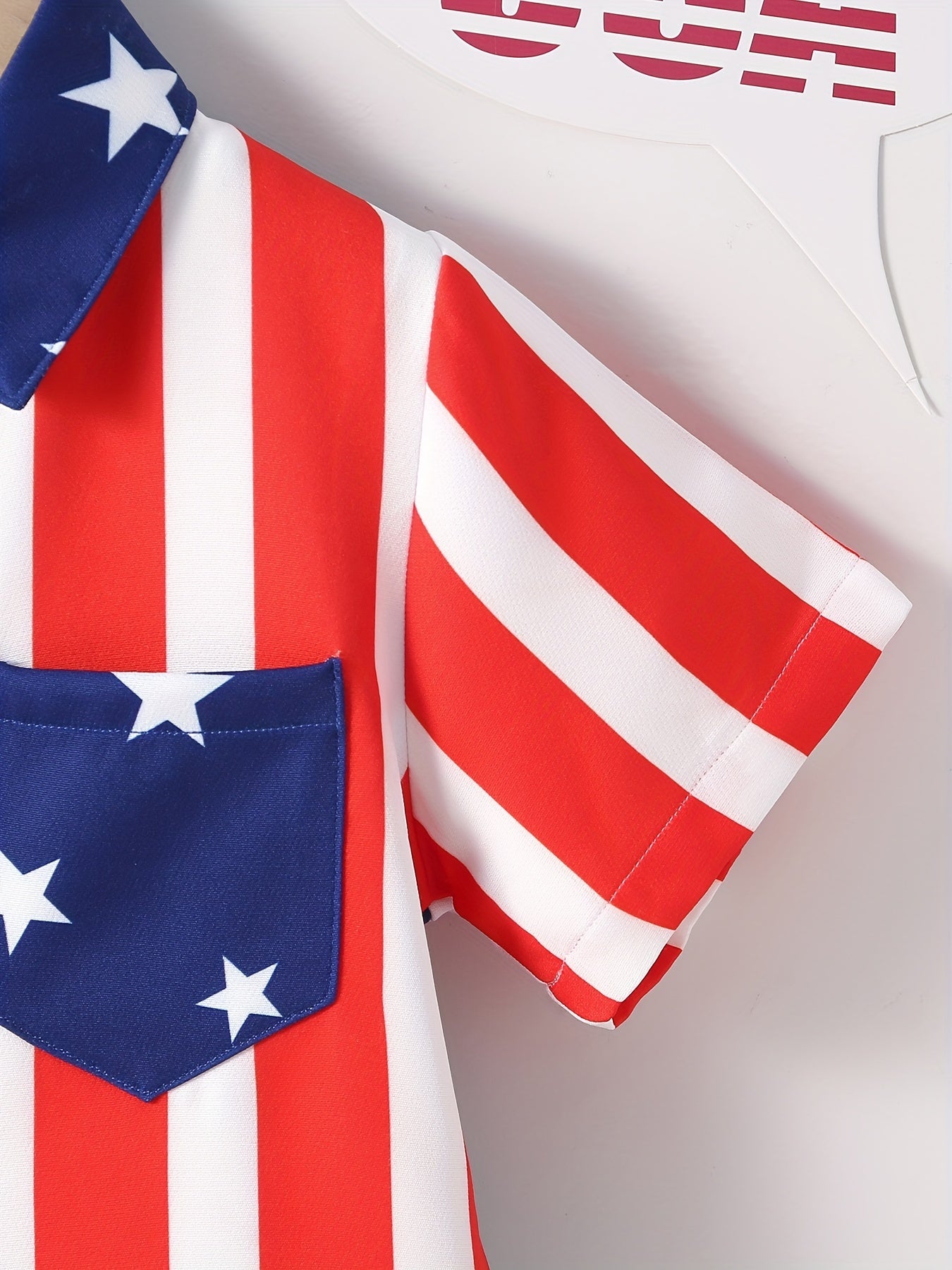 American Independence Flag Graphic Boys Top Shirt Summer Casual Short Sleeve