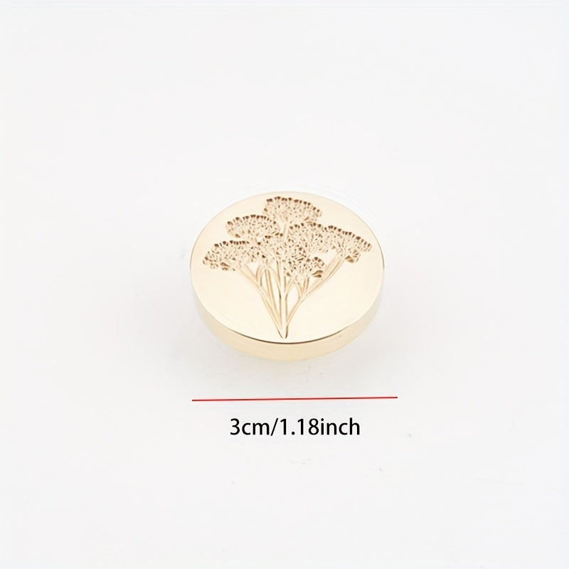 Copper Head Letter Seal Flower Grass Stamp for Embellishment