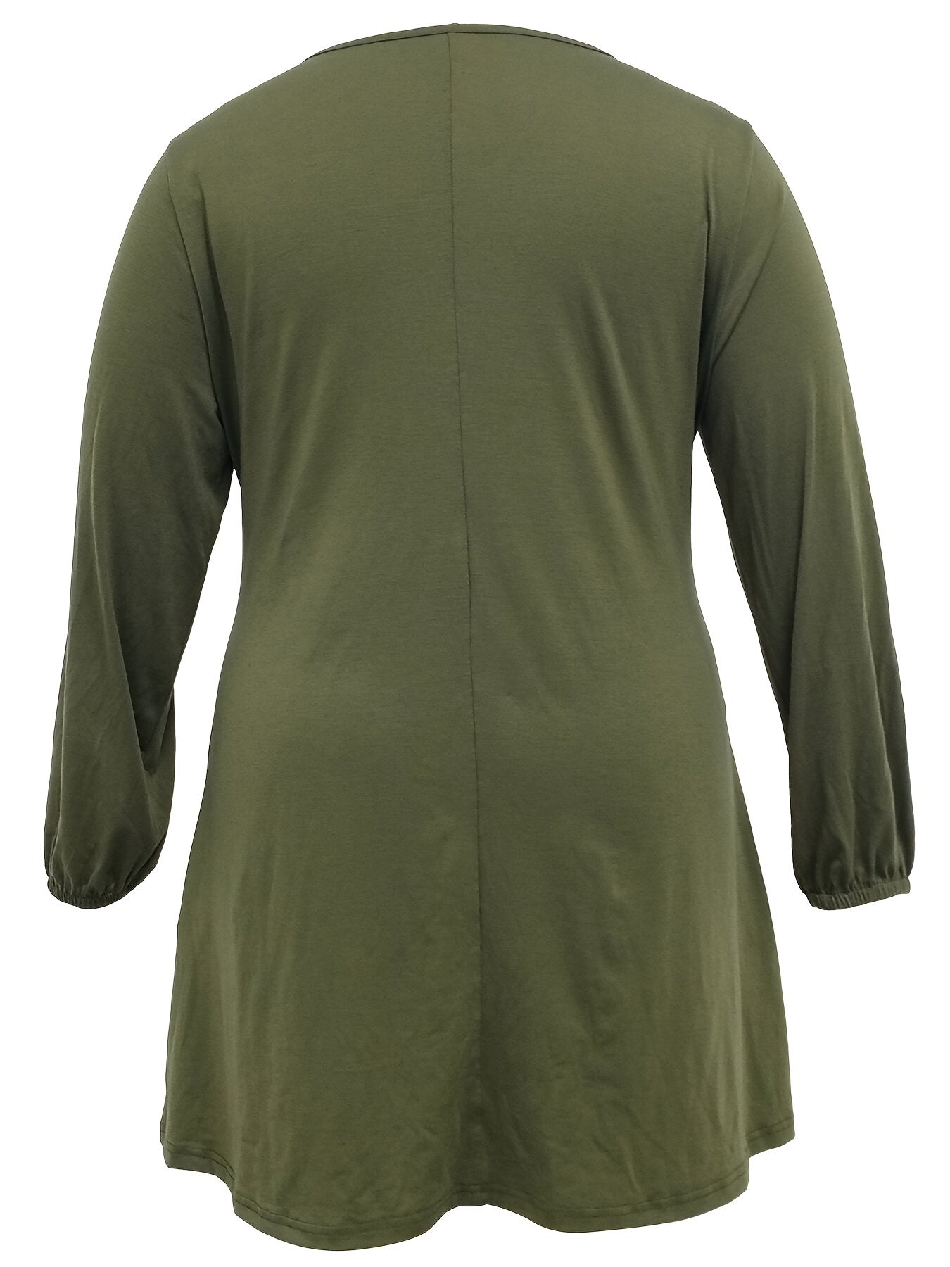  Casual Dress Women's Plus Solid Knot Front Long Sleeve