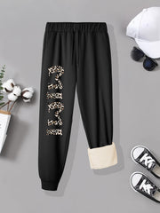 Women's Plus Size Leopard Letter Print Joggers