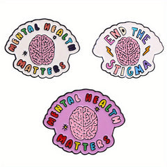 3pcs Mental Health Enamel Pins Brain Brooches Lapel Badges Jewelry