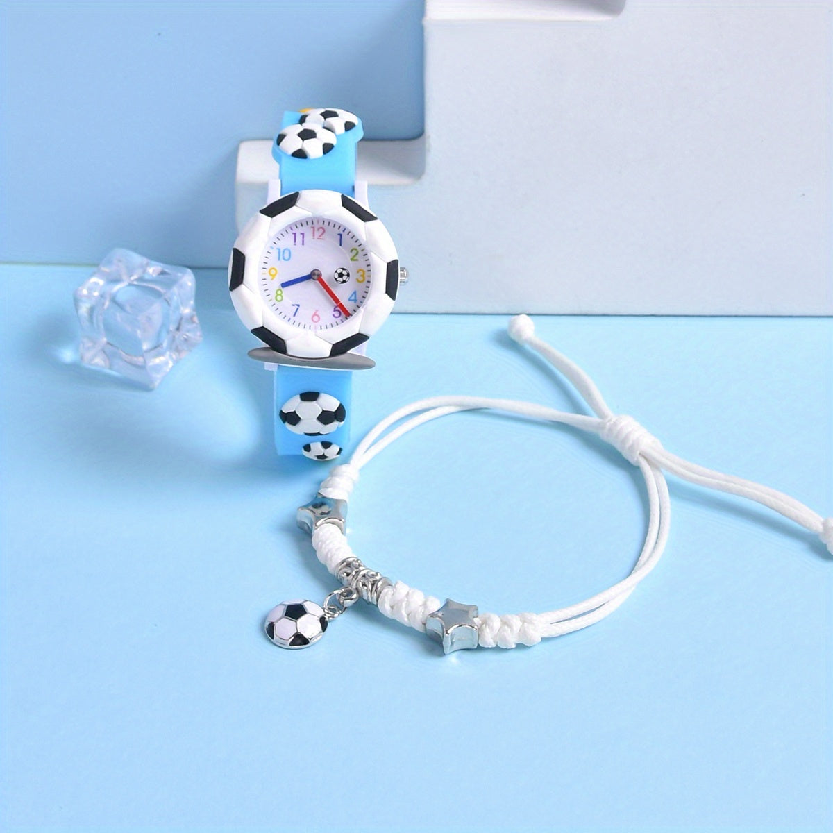 Boys Creative Football Silicone Watch Set