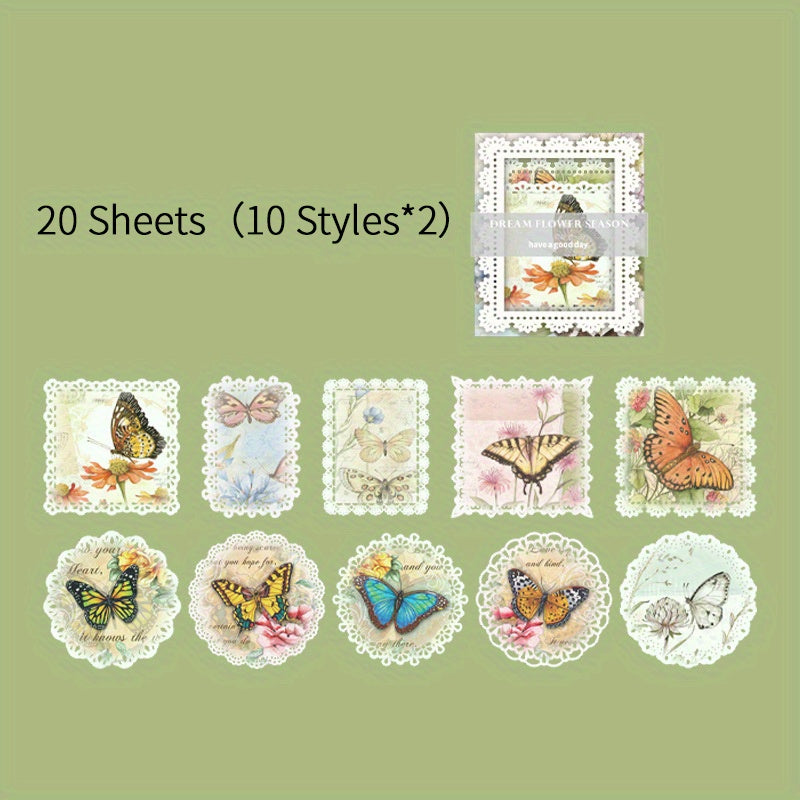 20 Sheets Vintage Lace Hollowed Out Paper Set DIY Scrapbooking Supplies