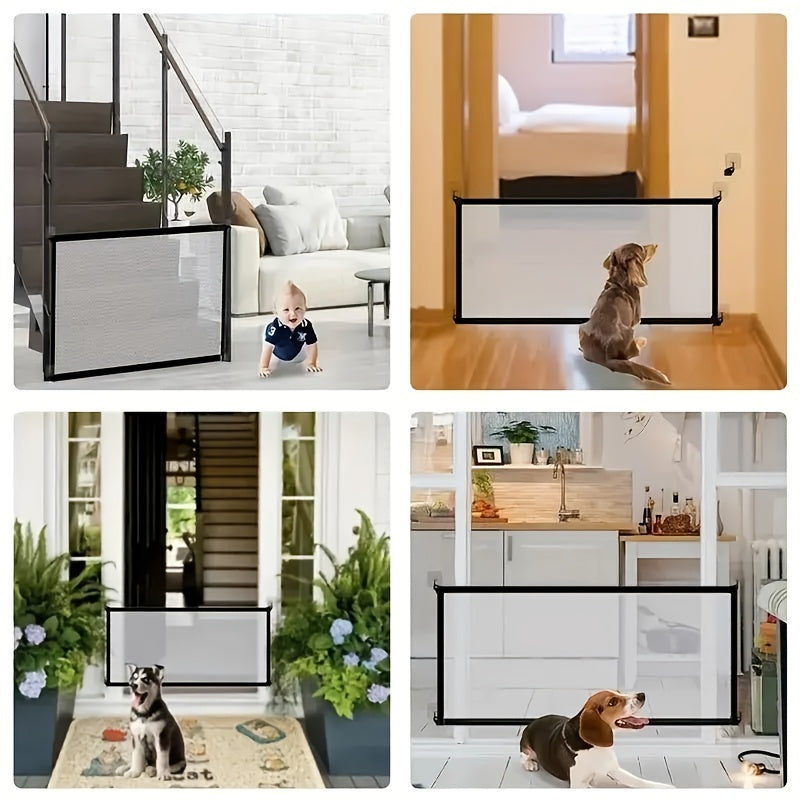 Retractable Mesh Pet Dog Gate - Indoor & Outdoor