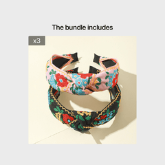 Embroidery Knotted Flower Hairband Boho Headband for Women Girls