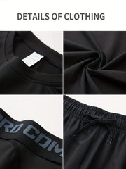 Men's 3pc Compression Suit Set Quick Dry Sweat Absorb Sports Fitness
