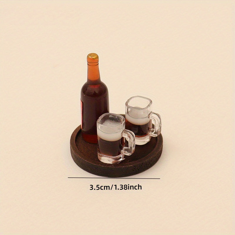 Dollhouse Food Play Beer Cup Wine Bottle Tray Model DIY
