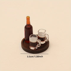Dollhouse Food Play Beer Cup Wine Bottle Tray Model DIY