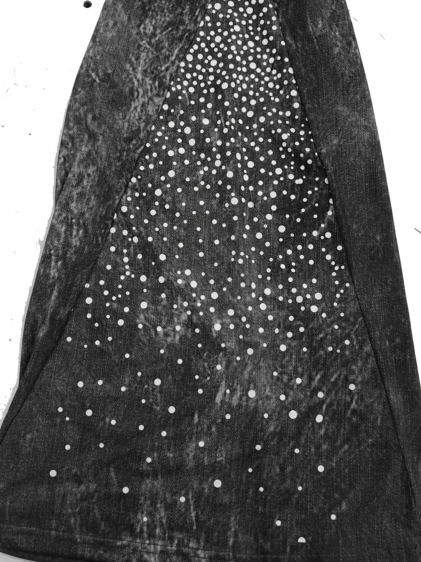  Dot Print Flare Leg Pants High Stretch Waist Band