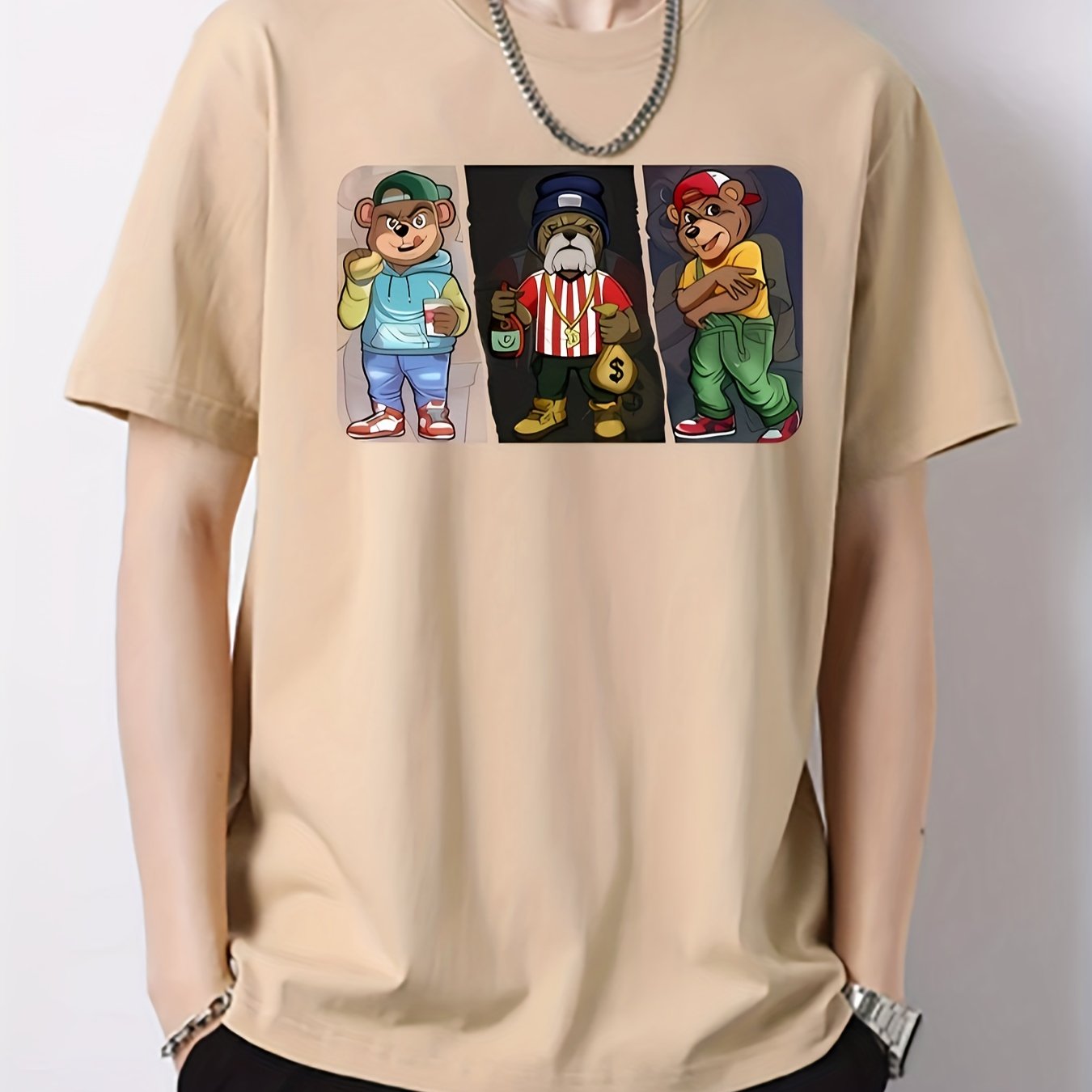 Animal Print Men's Cotton Graphic Crew Neck Active T shirt