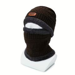 Men's Winter Hat Neck Warmer Set Knitted Beanie Cycling Ear Protection Pullover