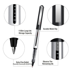 16Pcs Fine Point Rollerball Pens 0.5mm Gel Ink Extra Thin Tip Writing