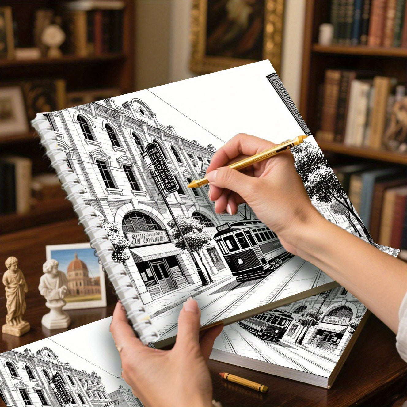Adult Relaxation Coloring Book - Retro Street Theme