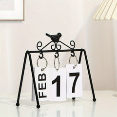 Metal Golden Desk Calendar Flip Perpetual Vintage Home Calendar