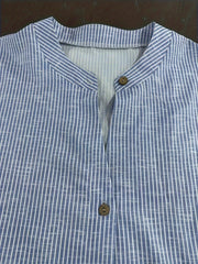  Striped Button Up Long Sleeve Tunic Shirt Top
