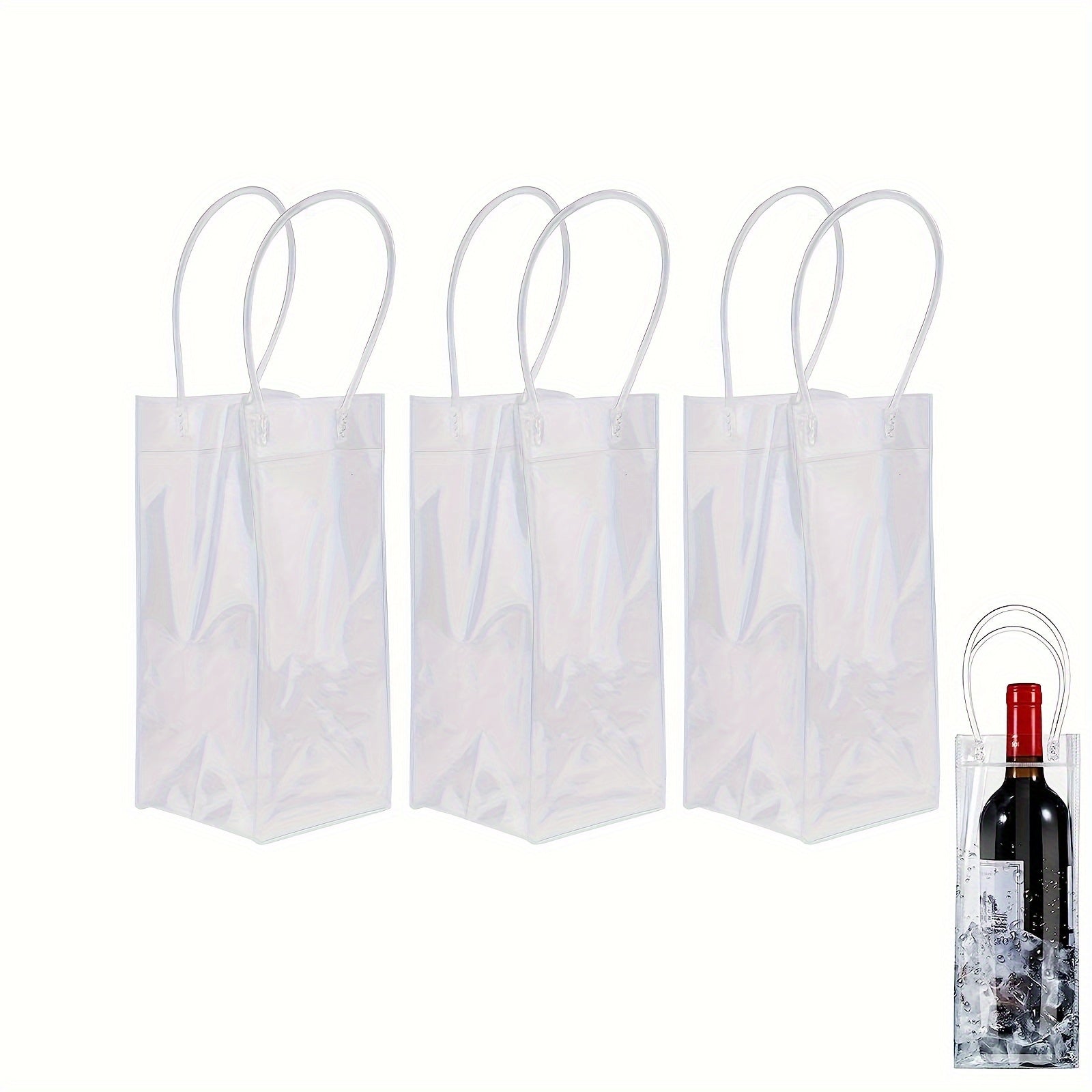 12pcs PVC Wine Bags Ice Wine Pouch With Handle