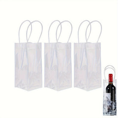 12pcs PVC Wine Bags Ice Wine Pouch With Handle
