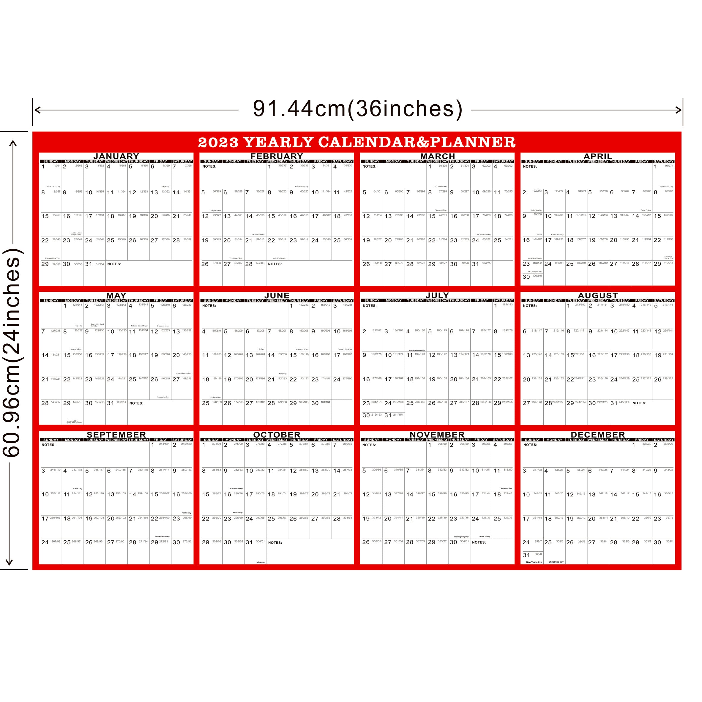 Reversible Adhesive Wall Calendar 24x36in