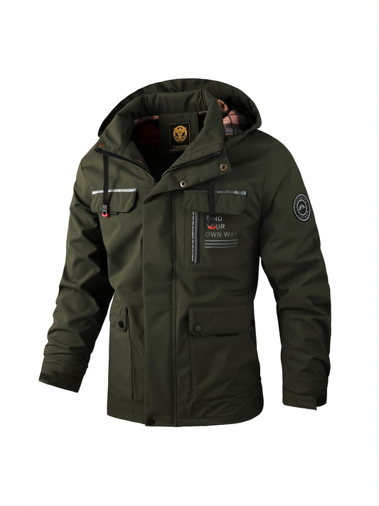 Men's Letter Print Baseball Jacket Waterproof Sports Jacket