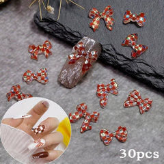 30 pcs 3D Bowknot Nail Charm Ornament Mixed Type Nail Chessboard Bows