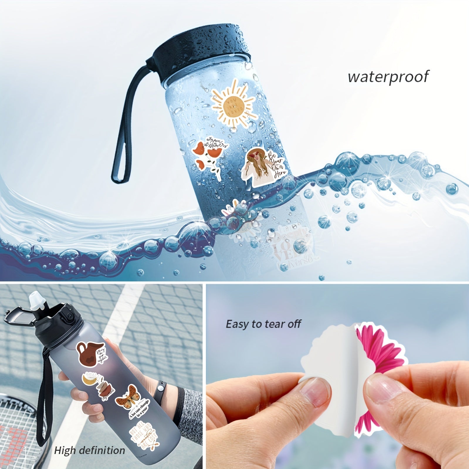 50pcs Boho Inspirational Stickers | Motivational Quote Stickers Vinyl Waterproof