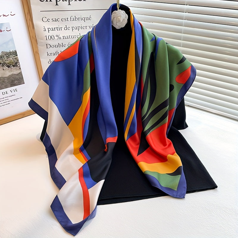 Wavy Block Shawl Large Square Scarf Outdoor Windproof Headwrap