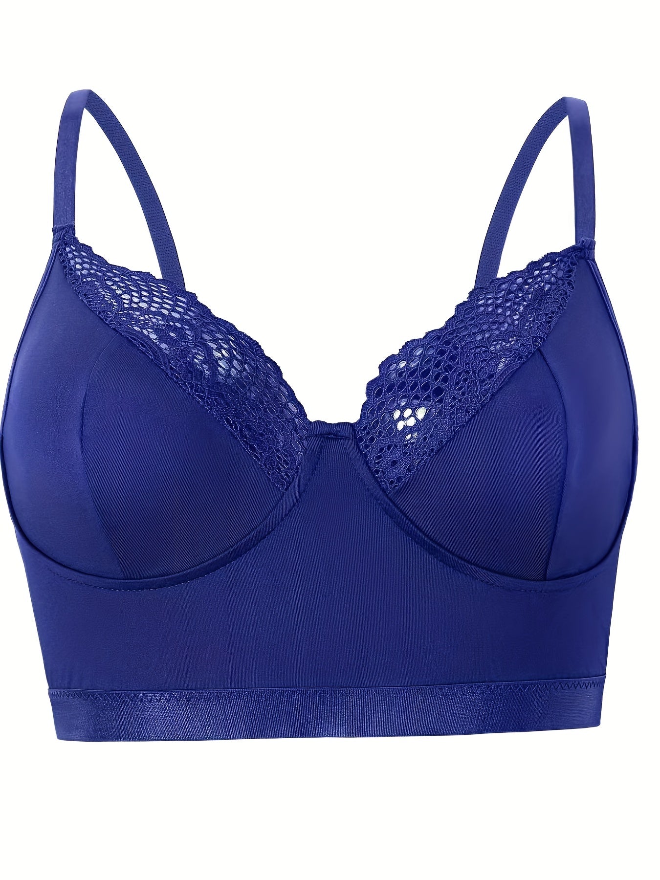  Sexy Bra Women's Plus Contrast Lace Trim Longline Bra