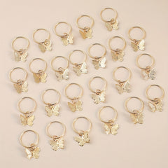 24pcs Butterfly Hair Ring Golden Accessory For Girls Women