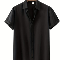 Men's Short Sleeve Lapel Shirt Casual Button Up Tops
