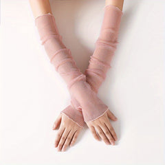 Sparkly Ruffle Sleeve UV Protection Gloves for Women