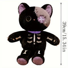 Skeleton Cat Plush Toy Stuffed Doll Halloween Gift