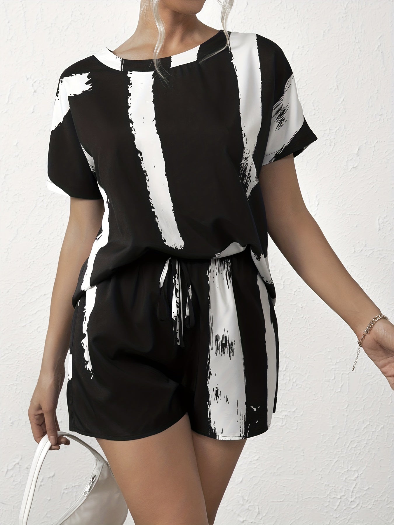 Casual Two Piece Set Short Sleeve Pantsuits