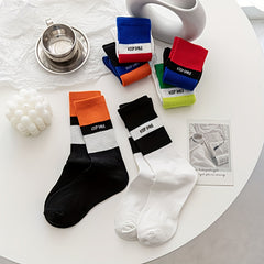 6 Pairs Letter Print Socks Breathable Sport Stockings